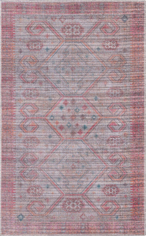 Washable Rust red and Beige 3' 3 x 5' 3 Sisu Rectangle Area Rug Easy to Clean Stain Resistant & Durable Polyester Chenille Distressed Vintage Look Carpet for Sale at Rug Engine