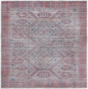 Washable Rust red and Beige 5' 3 x 5' 3 Sisu Square Area Rug Easy to Clean Stain Resistant & Durable Polyester Chenille Distressed Vintage Look Carpet for Sale at Rug Engine