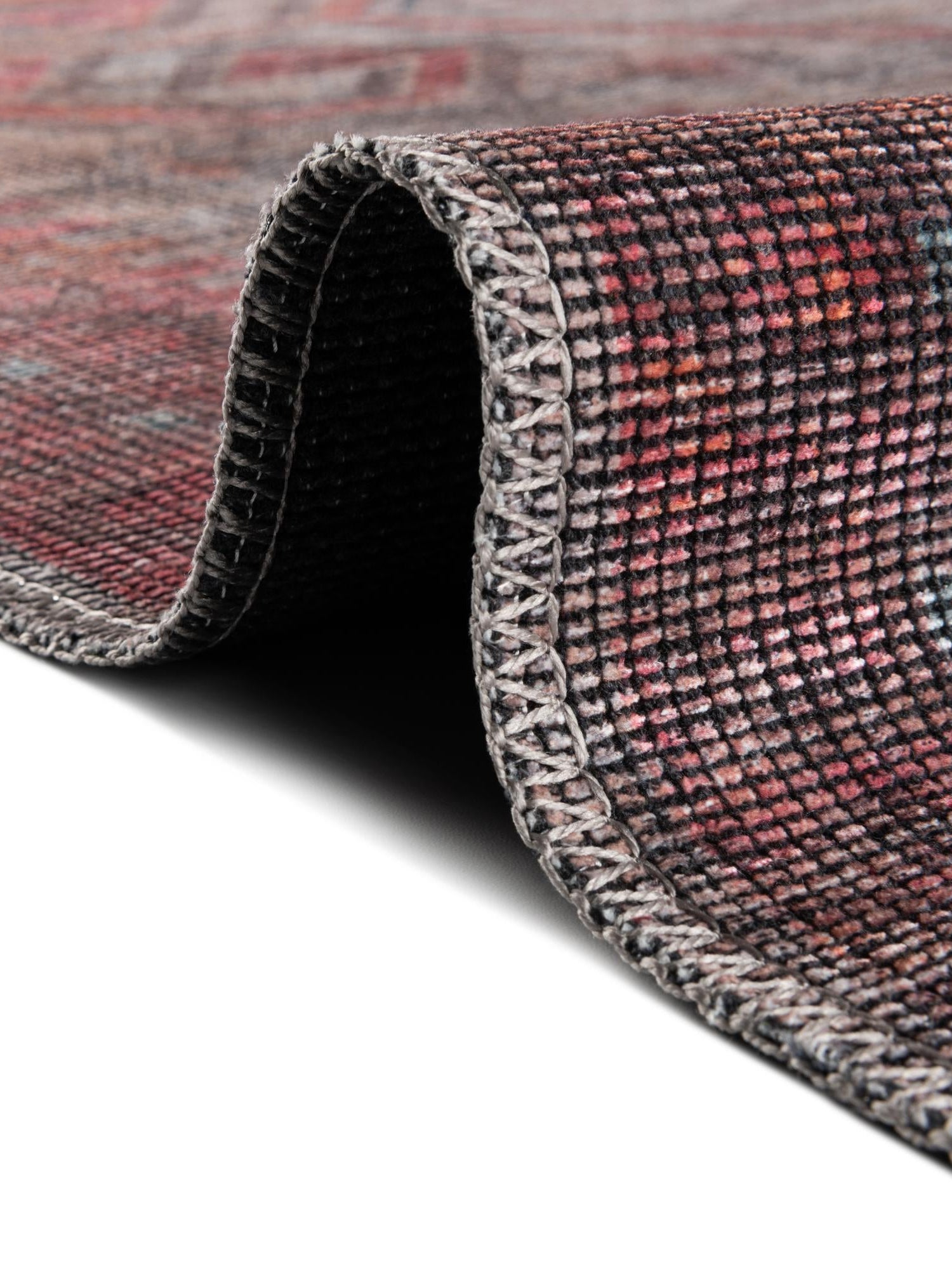 Washable Rust red and Beige 7' 10 x 7' 10 Sisu Square Area Rug Easy to Clean Stain Resistant & Durable Polyester Chenille Distressed Vintage Look Carpet for Sale at Rug Engine