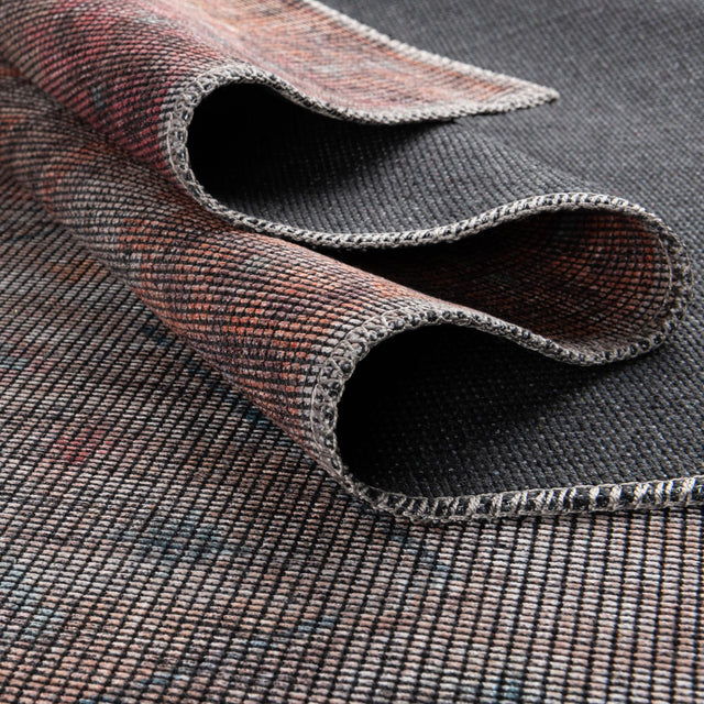 Washable Rust red and Beige 7' 10 x 7' 10 Sisu Square Area Rug Easy to Clean Stain Resistant & Durable Polyester Chenille Distressed Vintage Look Carpet for Sale at Rug Engine