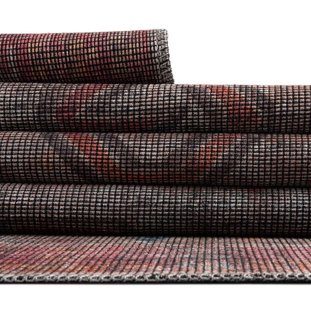 Washable Rust red and Beige 7' 10 x 7' 10 Sisu Square Area Rug Easy to Clean Stain Resistant & Durable Polyester Chenille Distressed Vintage Look Carpet for Sale at Rug Engine