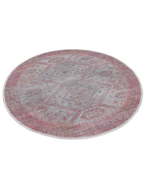 Washable Rust red and Beige 3' 3 x 3' 3 Sisu Round Area Rug Easy to Clean Stain Resistant & Durable Polyester Chenille Distressed Vintage Look Carpet for Sale at Rug Engine