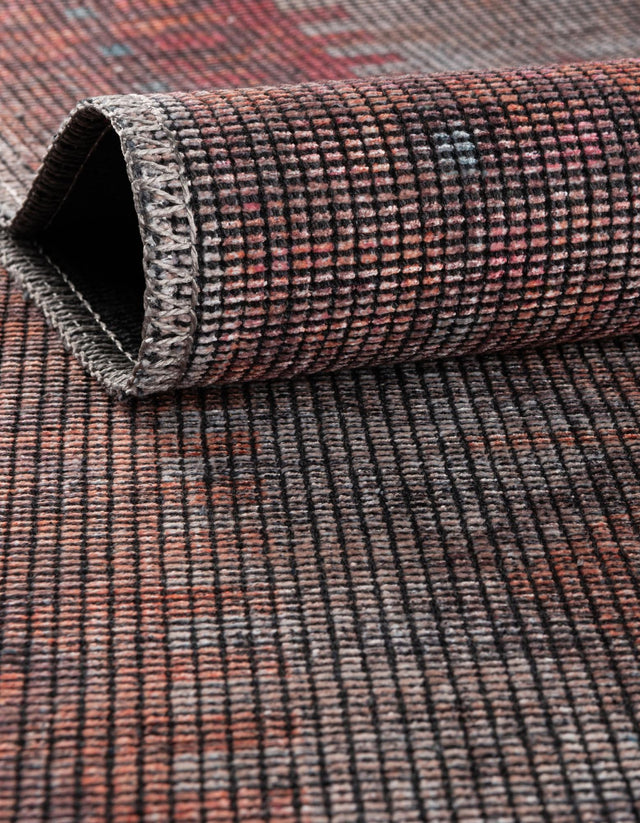 Rust red and Beige 4' x 4' Sisu Washable Round Rug