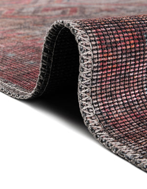 Washable Rust red and Beige 3' 3 x 3' 3 Sisu Round Area Rug Easy to Clean Stain Resistant & Durable Polyester Chenille Distressed Vintage Look Carpet for Sale at Rug Engine