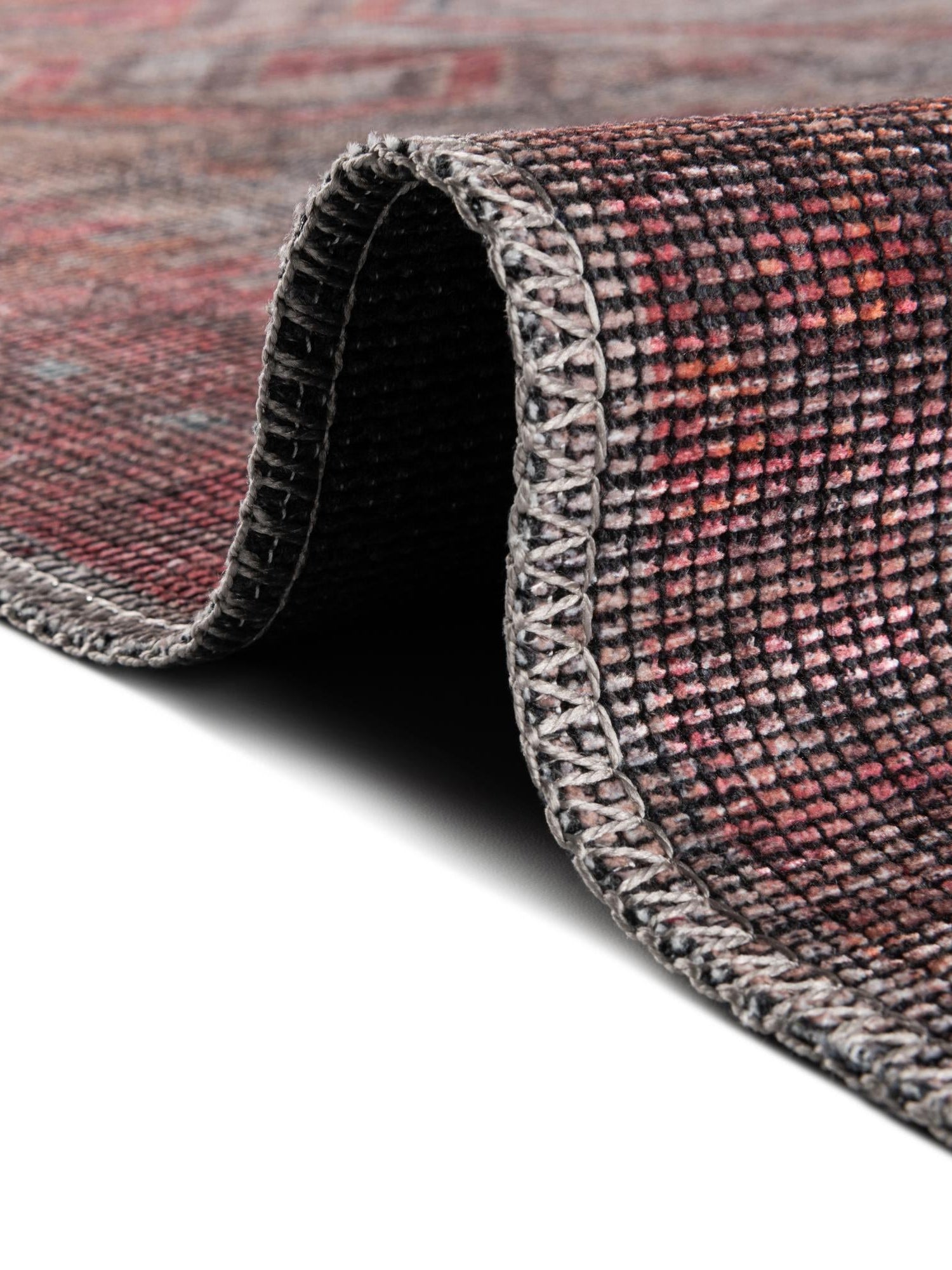 Washable Rust red and Beige 7' 10 x 7' 10 Sisu Round Area Rug Easy to Clean Stain Resistant & Durable Polyester Chenille Distressed Vintage Look Carpet for Sale at Rug Engine