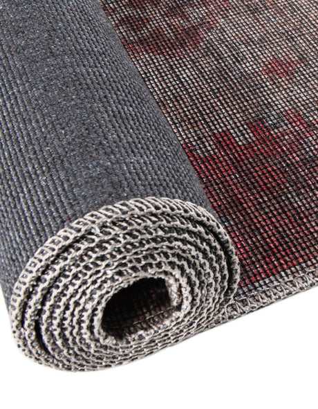 Washable Rust red and Beige 3' 11 x 3' 11 Sisu Round Area Rug Easy to Clean Stain Resistant & Durable Polyester Chenille Distressed Vintage Look Carpet for Sale at Rug Engine