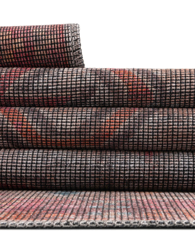 Rust red and Beige 8' x 8' Sisu Washable Round Rug
