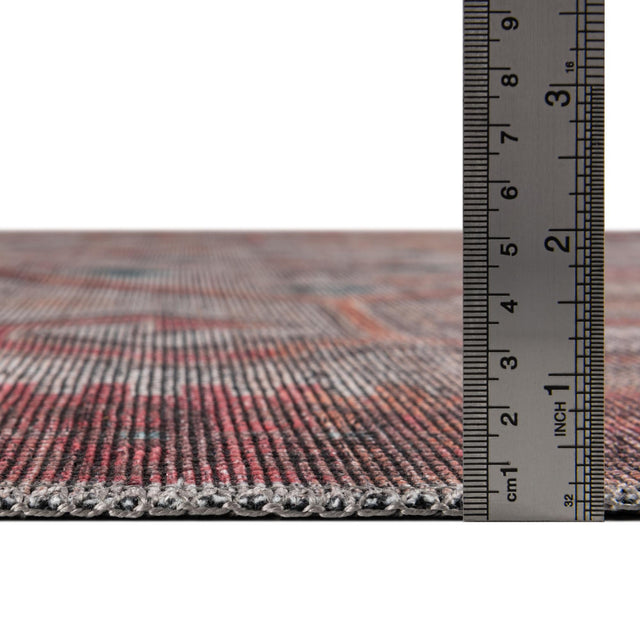 Washable Rust red and Beige 5' 3 x 5' 3 Sisu Octagon Area Rug Easy to Clean Stain Resistant & Durable Polyester Chenille Distressed Vintage Look Carpet for Sale at Rug Engine