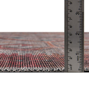 Rust red and Beige 8' x 8' Sisu Washable Octagon Rug