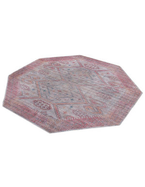 Rust red and Beige 8' x 8' Sisu Washable Octagon Rug