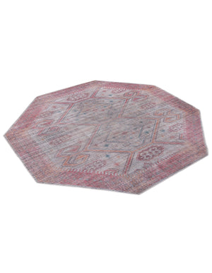 Rust red and Beige 8' x 8' Sisu Washable Octagon Rug