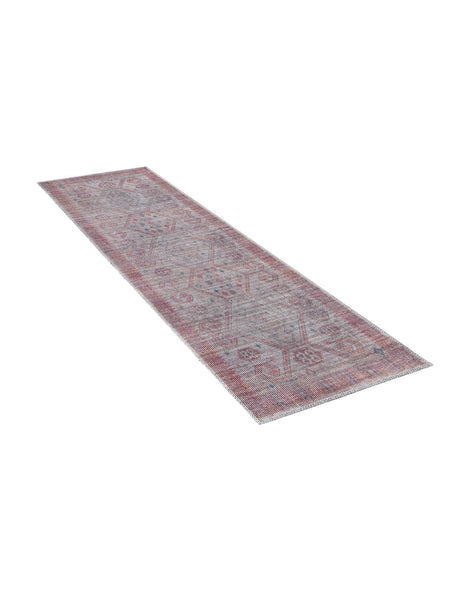 Washable Rust red and Beige 2' x 5' Sisu Runner Area Rug Easy to Clean Stain Resistant & Durable Polyester Chenille Distressed Vintage Look Carpet for Sale at Rug Engine