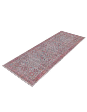 Washable Rust red and Beige 2' x 6' Sisu Runner Area Rug Easy to Clean Stain Resistant & Durable Polyester Chenille Distressed Vintage Look Carpet for Sale at Rug Engine