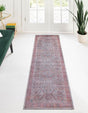 Washable Rust red and Beige 2' x 7' 10 Sisu Runner Area Rug Easy to Clean Stain Resistant & Durable Polyester Chenille Distressed Vintage Look Carpet for Sale at Rug Engine