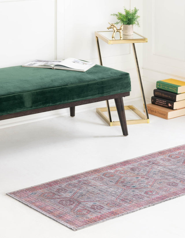 Rust red and Beige 2' x 5' Sisu Washable Runner Rug