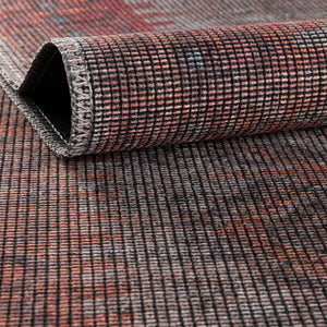 Washable Rust red and Beige 2' x 6' Sisu Runner Area Rug Easy to Clean Stain Resistant & Durable Polyester Chenille Distressed Vintage Look Carpet for Sale at Rug Engine