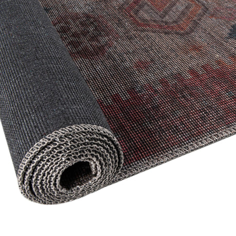 Rust red and Beige 2' x 6' Sisu Washable Runner Rug