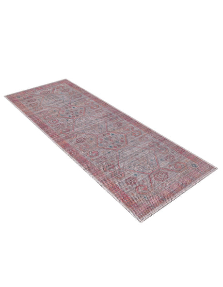 Washable Rust red and Beige 2' x 6' Sisu Runner Area Rug Easy to Clean Stain Resistant & Durable Polyester Chenille Distressed Vintage Look Carpet for Sale at Rug Engine