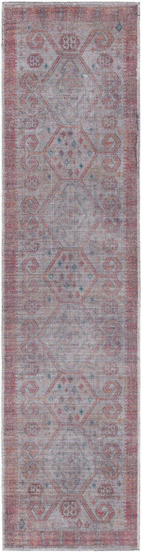 Washable Rust red and Beige 2' x 7' 10 Sisu Runner Area Rug Easy to Clean Stain Resistant & Durable Polyester Chenille Distressed Vintage Look Carpet for Sale at Rug Engine