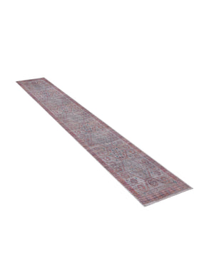 Washable Rust red and Beige 2' x 10' Sisu Runner Area Rug Easy to Clean Stain Resistant & Durable Polyester Chenille Distressed Vintage Look Carpet for Sale at Rug Engine