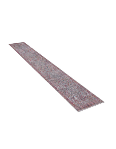 Washable Rust red and Beige 2' x 10' Sisu Runner Area Rug Easy to Clean Stain Resistant & Durable Polyester Chenille Distressed Vintage Look Carpet for Sale at Rug Engine