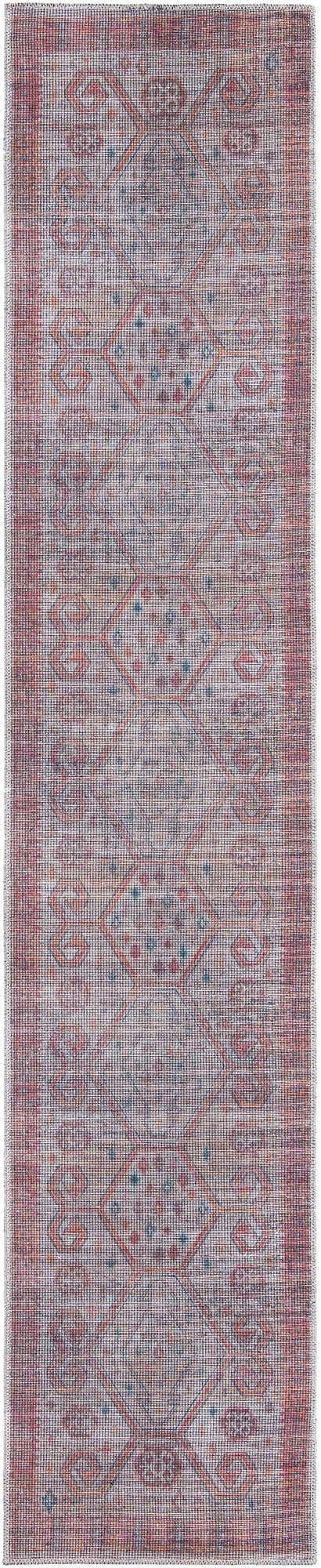 Washable Rust red and Beige 2' x 10' Sisu Runner Area Rug Easy to Clean Stain Resistant & Durable Polyester Chenille Distressed Vintage Look Carpet for Sale at Rug Engine