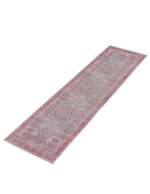 Washable Rust red and Beige 2' 7 x 12' Sisu Runner Area Rug Easy to Clean Stain Resistant & Durable Polyester Chenille Distressed Vintage Look Carpet for Sale at Rug Engine