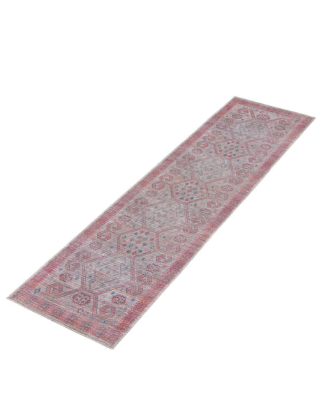 Washable Rust red and Beige 2' 7 x 12' Sisu Runner Area Rug Easy to Clean Stain Resistant & Durable Polyester Chenille Distressed Vintage Look Carpet for Sale at Rug Engine