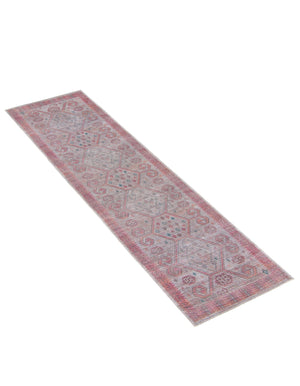 Washable Rust red and Beige 2' 7 x 12' Sisu Runner Area Rug Easy to Clean Stain Resistant & Durable Polyester Chenille Distressed Vintage Look Carpet for Sale at Rug Engine