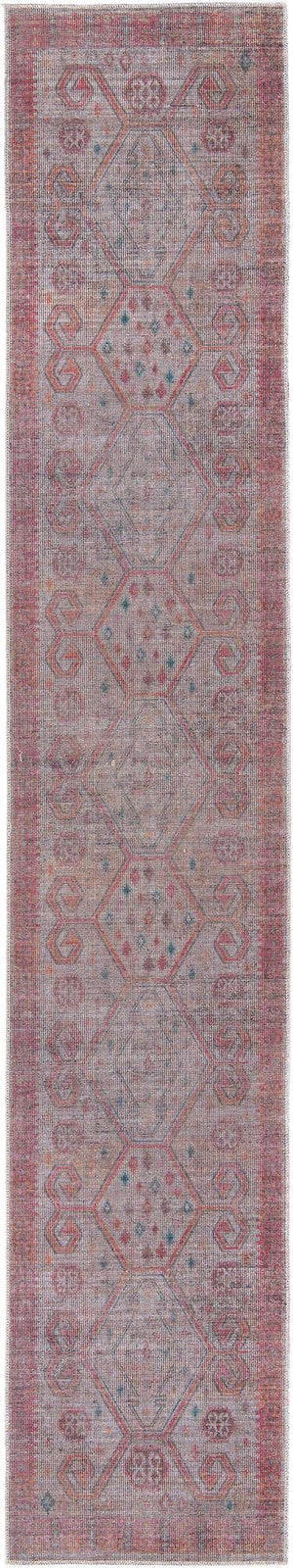 Washable Rust red and Beige 2' 7 x 14' Sisu Runner Area Rug Easy to Clean Stain Resistant & Durable Polyester Chenille Distressed Vintage Look Carpet for Sale at Rug Engine