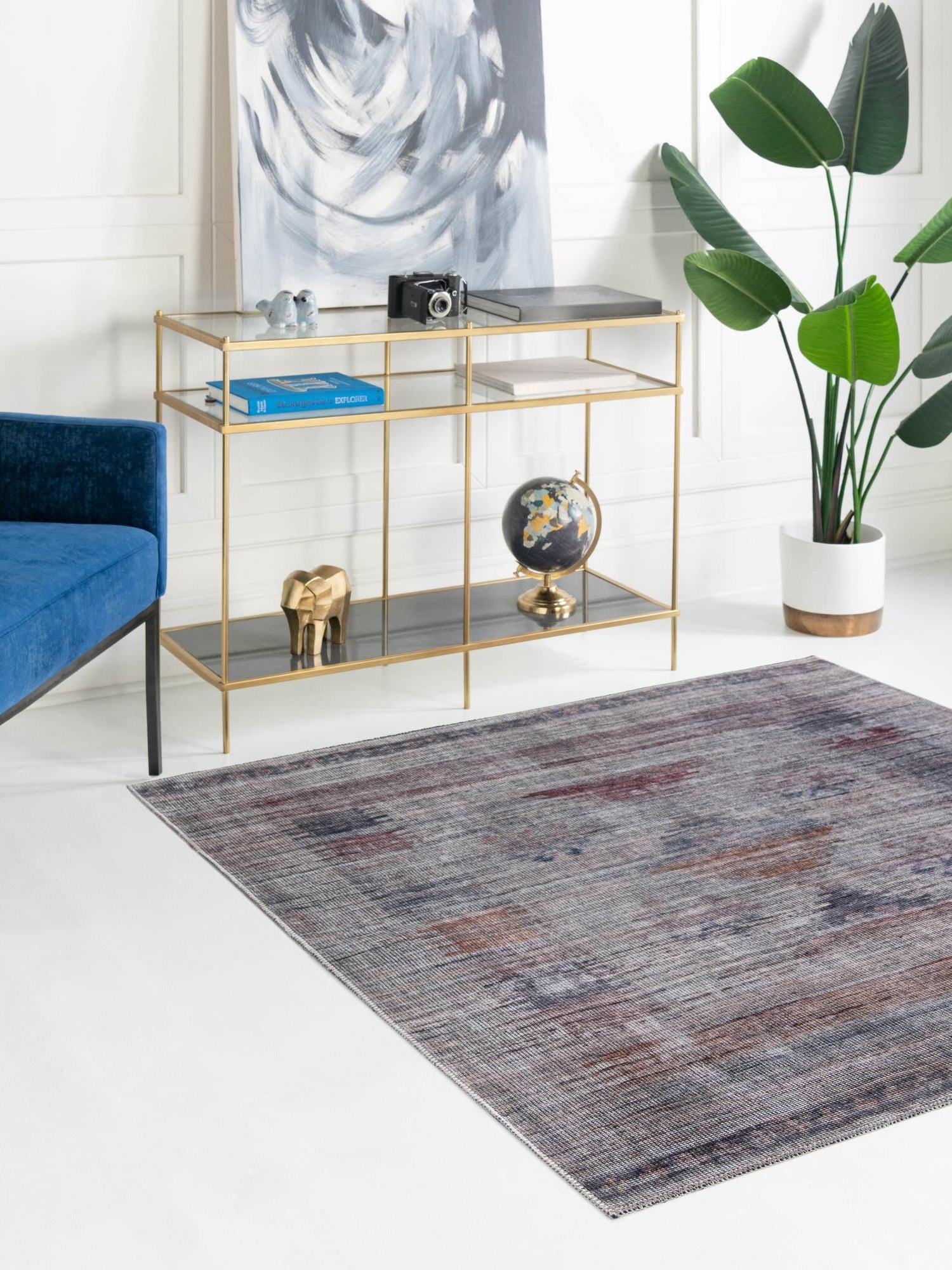 Washable Sandy and Ivory 7' 3 x 7' 3 Sisu Square Area Rug Easy to Clean Stain Resistant & Durable Polyester Chenille Distressed Vintage Look Carpet for Sale at Rug Engine