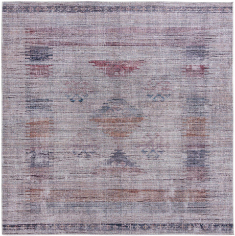Washable Sandy and Ivory 7' 10 x 7' 10 Sisu Square Area Rug Easy to Clean Stain Resistant & Durable Polyester Chenille Distressed Vintage Look Carpet for Sale at Rug Engine