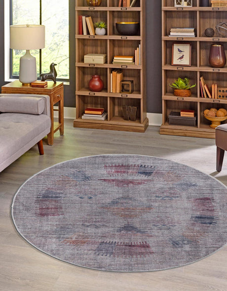 Washable Sandy and Ivory 3' 3 x 3' 3 Sisu Round Area Rug Easy to Clean Stain Resistant & Durable Polyester Chenille Distressed Vintage Look Carpet for Sale at Rug Engine