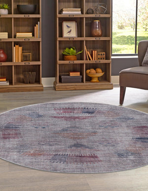 Washable Sandy and Ivory 7' 10 x 7' 10 Sisu Round Area Rug Easy to Clean Stain Resistant & Durable Polyester Chenille Distressed Vintage Look Carpet for Sale at Rug Engine