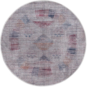 Washable Sandy and Ivory 3' 11 x 3' 11 Sisu Round Area Rug Easy to Clean Stain Resistant & Durable Polyester Chenille Distressed Vintage Look Carpet for Sale at Rug Engine