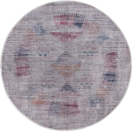 Washable Sandy and Ivory 3' 11 x 3' 11 Sisu Round Area Rug Easy to Clean Stain Resistant & Durable Polyester Chenille Distressed Vintage Look Carpet for Sale at Rug Engine