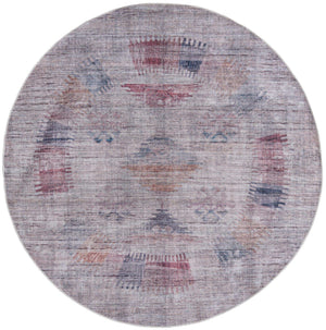 Washable Sandy and Ivory 7' 10 x 7' 10 Sisu Round Area Rug Easy to Clean Stain Resistant & Durable Polyester Chenille Distressed Vintage Look Carpet for Sale at Rug Engine