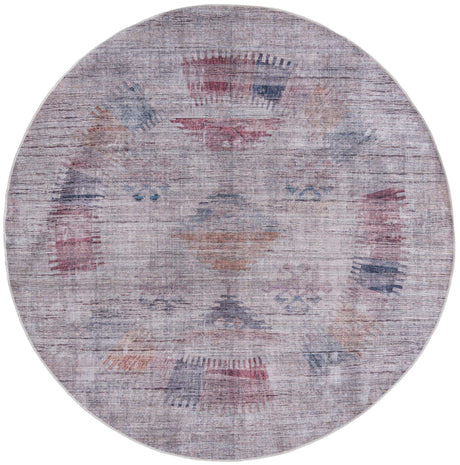 Washable Sandy and Ivory 7' 10 x 7' 10 Sisu Round Area Rug Easy to Clean Stain Resistant & Durable Polyester Chenille Distressed Vintage Look Carpet for Sale at Rug Engine