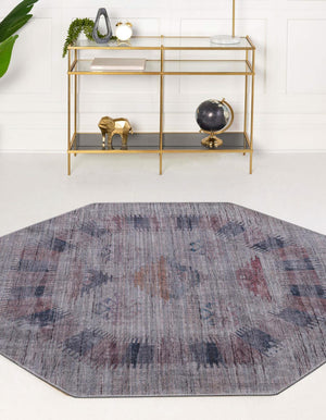 Washable Sandy and Ivory 7' 10 x 7' 10 Sisu Octagon Area Rug Easy to Clean Stain Resistant & Durable Polyester Chenille Distressed Vintage Look Carpet for Sale at Rug Engine