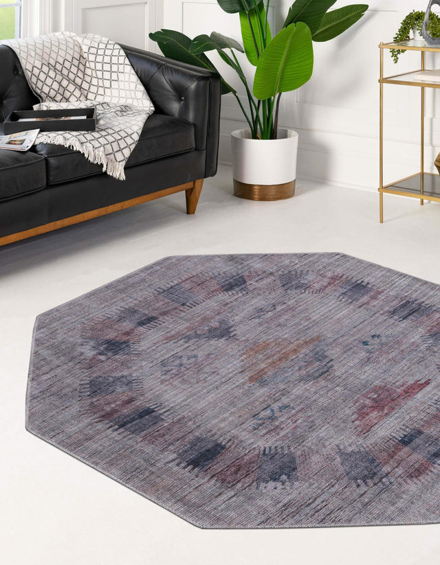 Washable Sandy and Ivory 7' 10 x 7' 10 Sisu Octagon Area Rug Easy to Clean Stain Resistant & Durable Polyester Chenille Distressed Vintage Look Carpet for Sale at Rug Engine