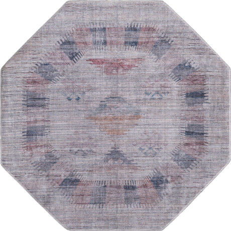 Washable Sandy and Ivory 5' 3 x 5' 3 Sisu Octagon Area Rug Easy to Clean Stain Resistant & Durable Polyester Chenille Distressed Vintage Look Carpet for Sale at Rug Engine