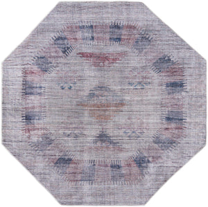 Washable Sandy and Ivory 7' 10 x 7' 10 Sisu Octagon Area Rug Easy to Clean Stain Resistant & Durable Polyester Chenille Distressed Vintage Look Carpet for Sale at Rug Engine