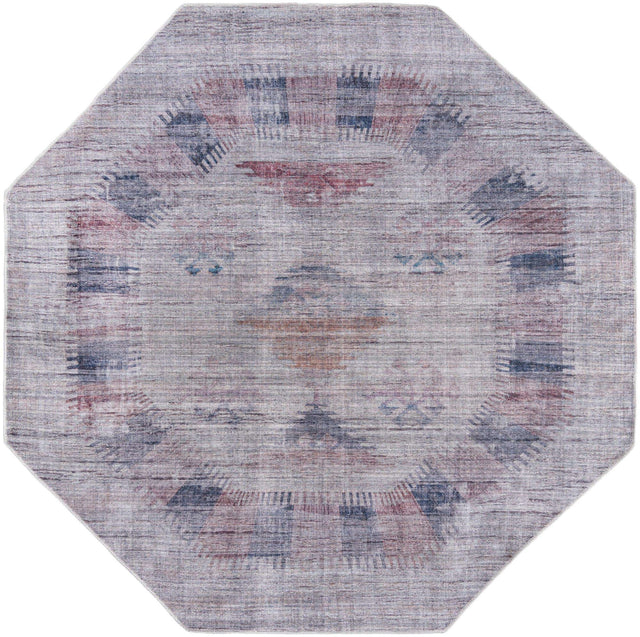 Washable Sandy and Ivory 7' 10 x 7' 10 Sisu Octagon Area Rug Easy to Clean Stain Resistant & Durable Polyester Chenille Distressed Vintage Look Carpet for Sale at Rug Engine