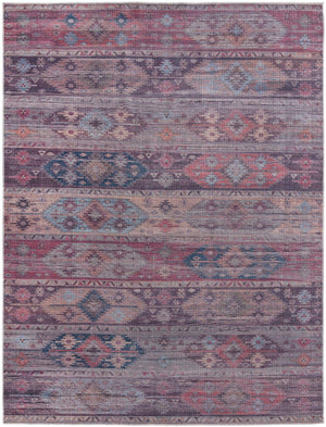 Washable Multicolor 9' 2 x 12' Sisu Rectangle Area Rug Easy to Clean Stain Resistant & Durable Polyester Chenille Distressed Vintage Look Carpet for Sale at Rug Engine
