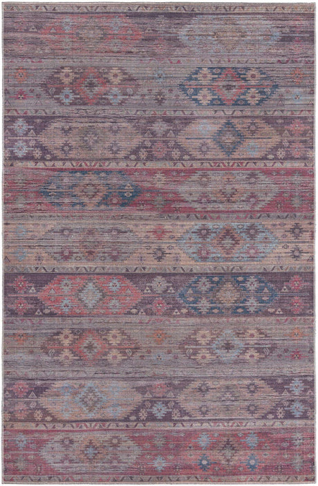 Washable Multicolor 5' 11 x 9' Sisu Rectangle Area Rug Easy to Clean Stain Resistant & Durable Polyester Chenille Distressed Vintage Look Carpet for Sale at Rug Engine
