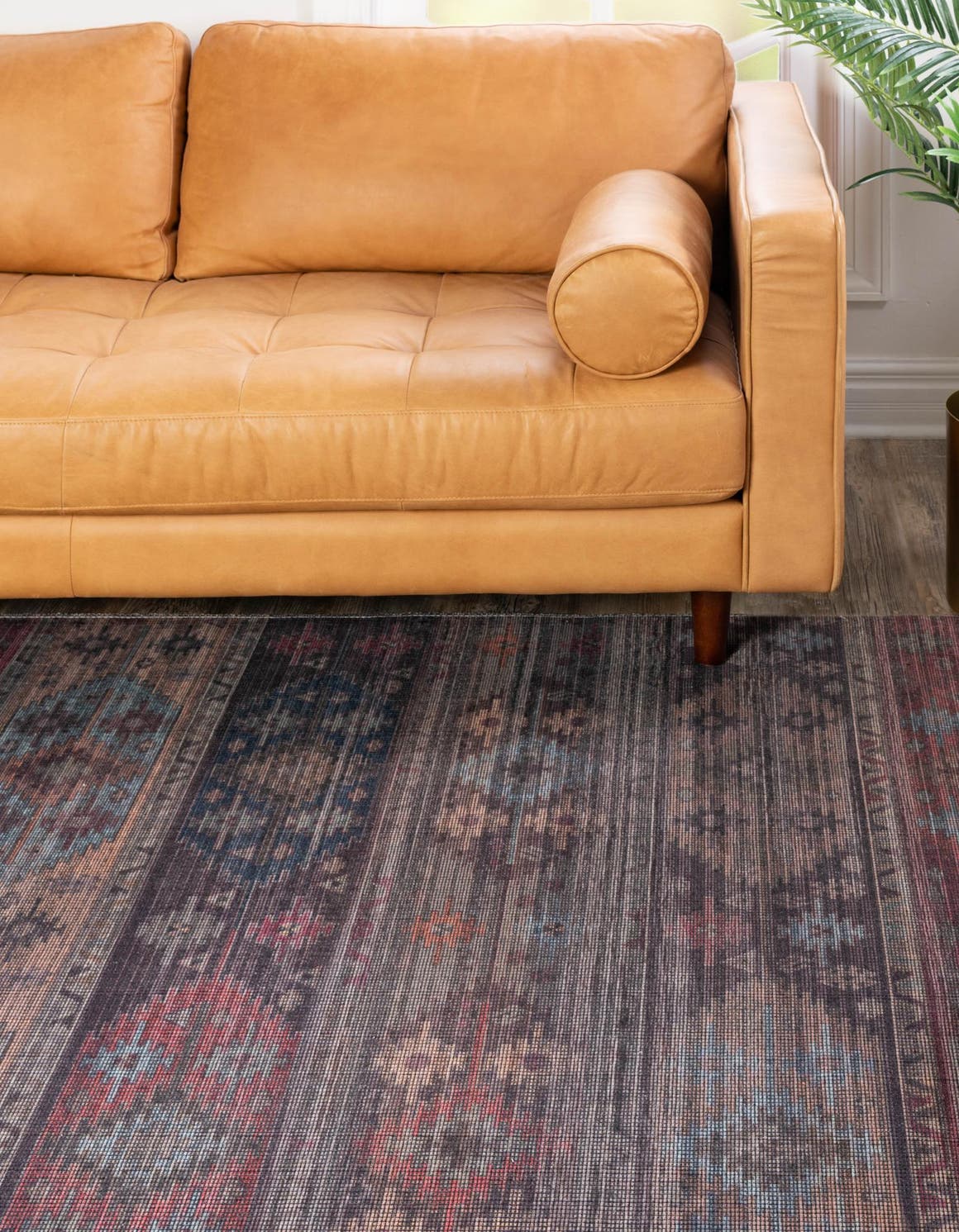 Washable Multicolor 9' 2 x 12' Sisu Rectangle Area Rug Easy to Clean Stain Resistant & Durable Polyester Chenille Distressed Vintage Look Carpet for Sale at Rug Engine