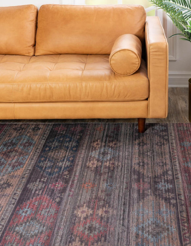 Washable Multicolor 9' 2 x 12' Sisu Rectangle Area Rug Easy to Clean Stain Resistant & Durable Polyester Chenille Distressed Vintage Look Carpet for Sale at Rug Engine