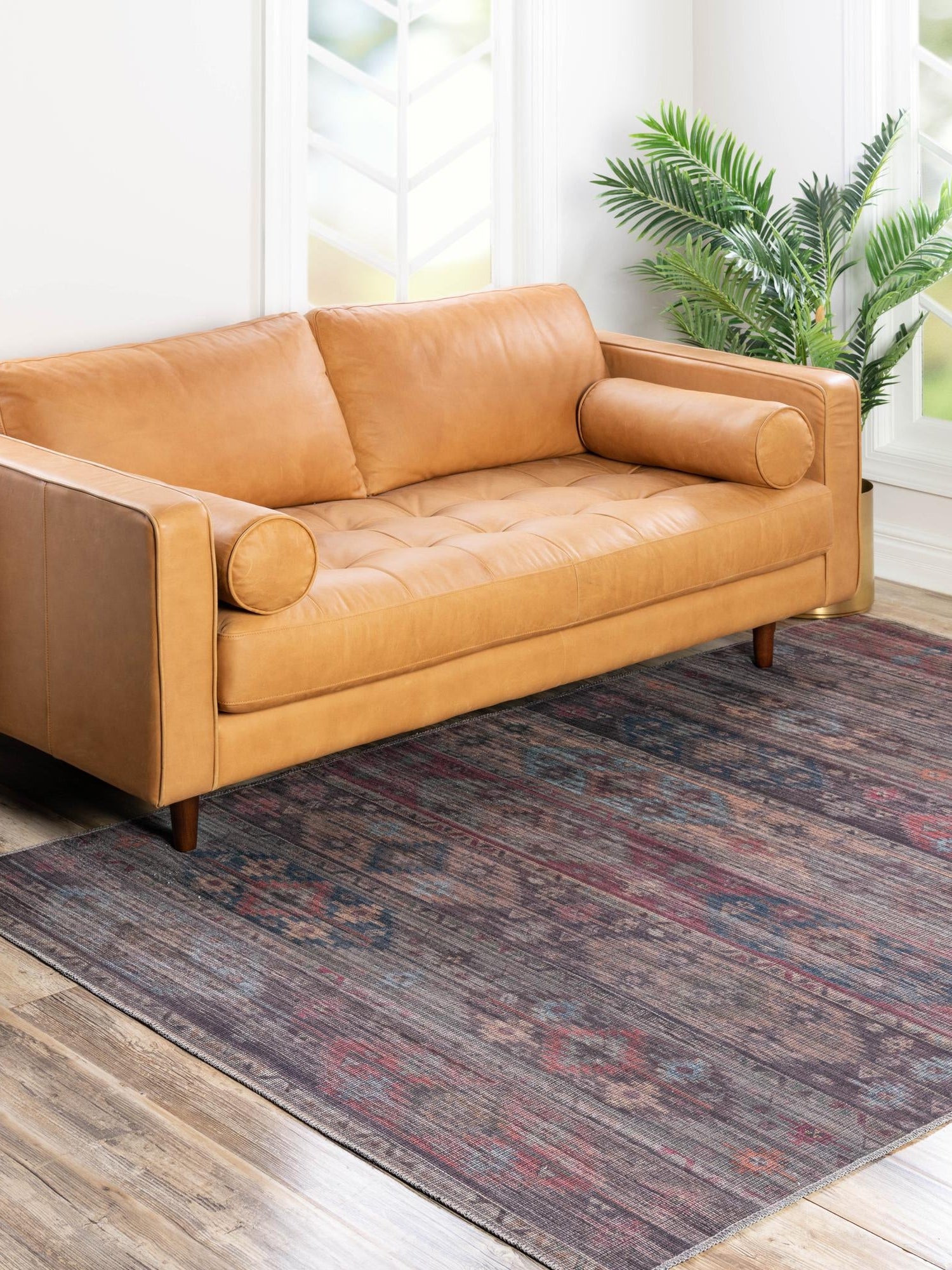 Washable Multicolor 3' 11 x 6' Sisu Rectangle Area Rug Easy to Clean Stain Resistant & Durable Polyester Chenille Distressed Vintage Look Carpet for Sale at Rug Engine