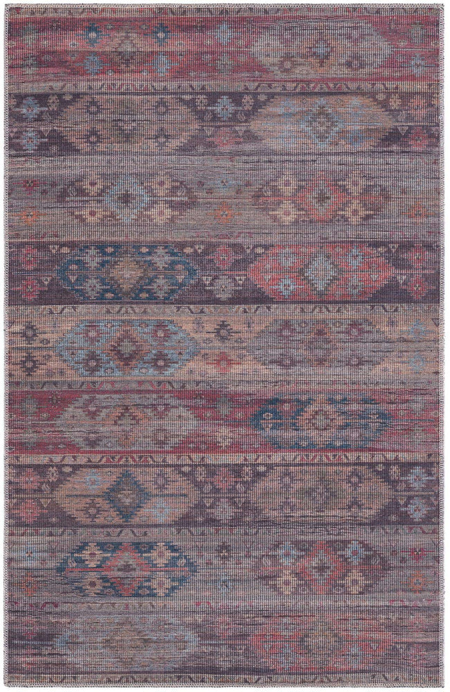 Washable Multicolor 3' 11 x 6' Sisu Rectangle Area Rug Easy to Clean Stain Resistant & Durable Polyester Chenille Distressed Vintage Look Carpet for Sale at Rug Engine
