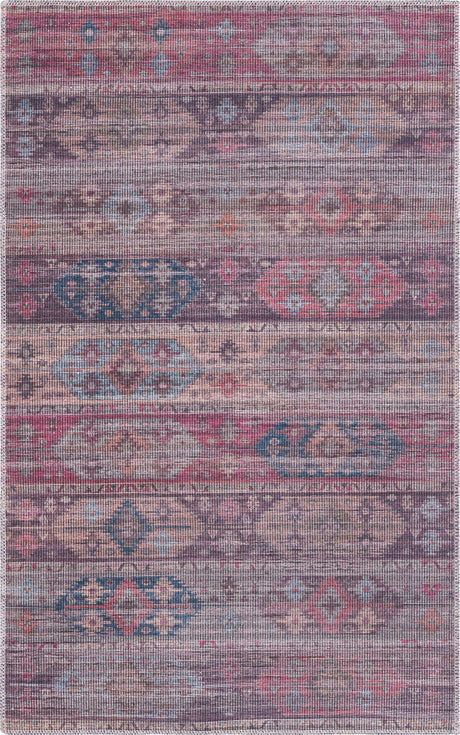 Washable Multicolor 3' 3 x 5' 3 Sisu Rectangle Area Rug Easy to Clean Stain Resistant & Durable Polyester Chenille Distressed Vintage Look Carpet for Sale at Rug Engine